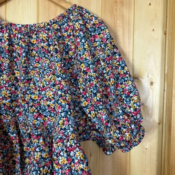 old navy micro Floral-Print Puff-Sleeve Babydoll Top 2X Spring Cottagecore color - Picture 10 of 12